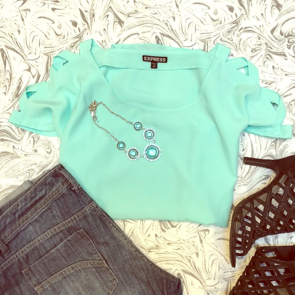 Express Tops - Express Lattice Sleeve Blouse